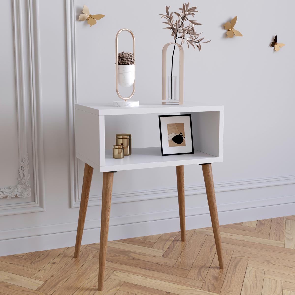 Nachttisch Singol M - Honigeiche/Weiß, MODERN, Holzwerkstoff (44,5/60/30cm) - MID.YOU