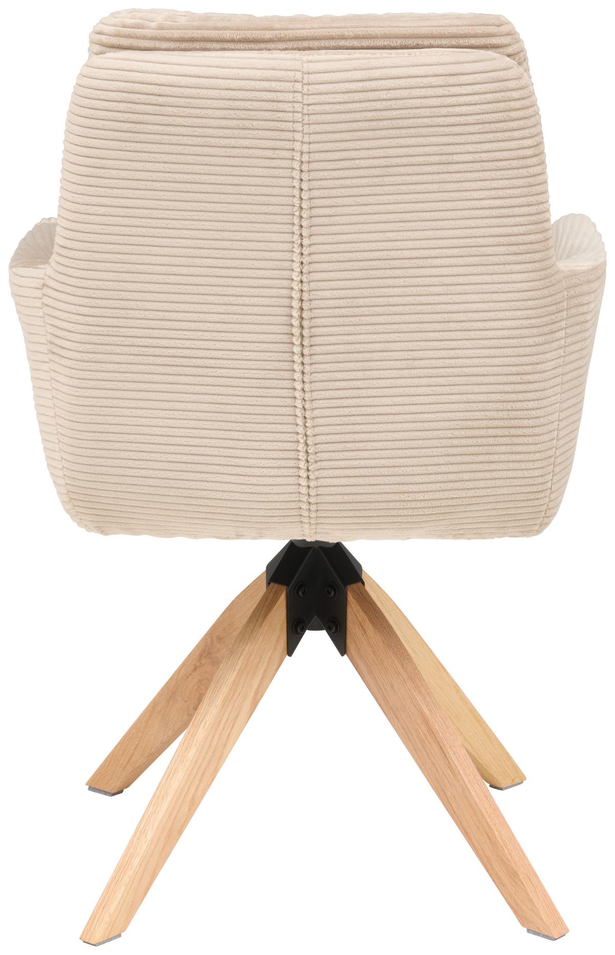Armlehnstuhl Matti Taupe, Sitzfläche 360° drehbar - Taupe/Naturfarben, KONVENTIONELL, Holz/Textil (60/93/65,5cm) - Livetastic
