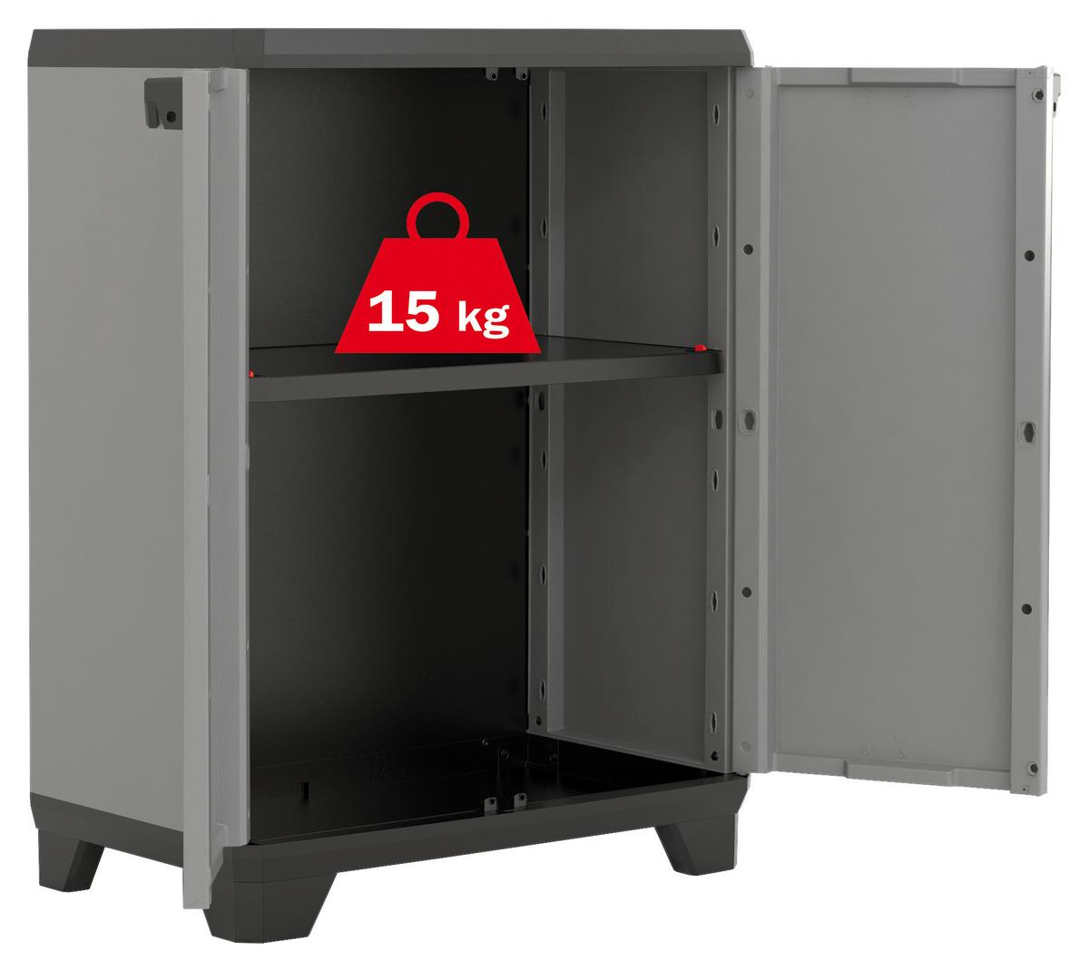Mehrzweckschrank Stilo Grau/Rot/Schwarz BxH: 68x90 cm - Rot/Schwarz, Design, Kunststoff (68/90/39cm) - Keter