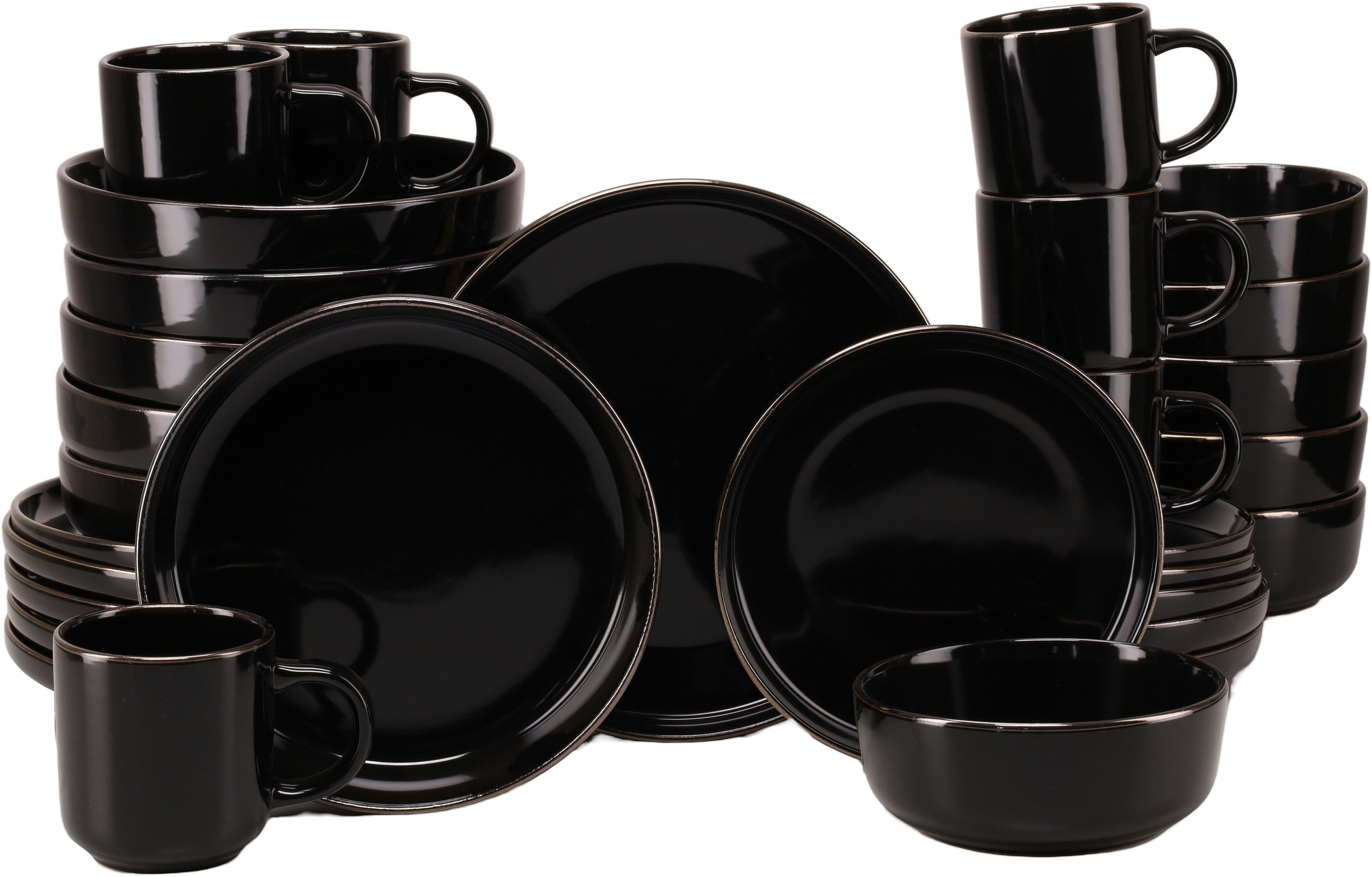 KOMBISERVICE 24786 NORDIC FESTIVE SCHWARZ - Goldfarben/Schwarz, Basics, Keramik - Creatable