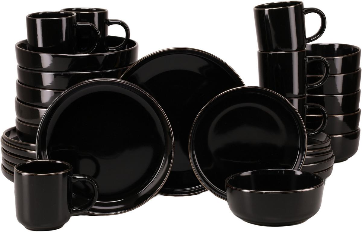 KOMBISERVICE 24786 NORDIC FESTIVE SCHWARZ - Goldfarben/Schwarz, Basics, Keramik - Creatable