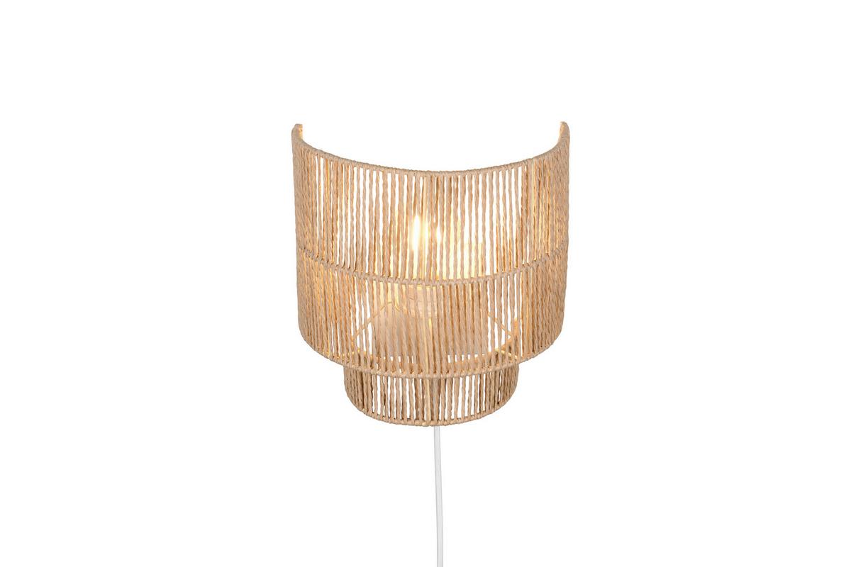 Wandleuchte Satna Braun Weiß B: 24,5 Cm - Braun/Weiß, Natur, Papier (24,5/24,5/14cm)