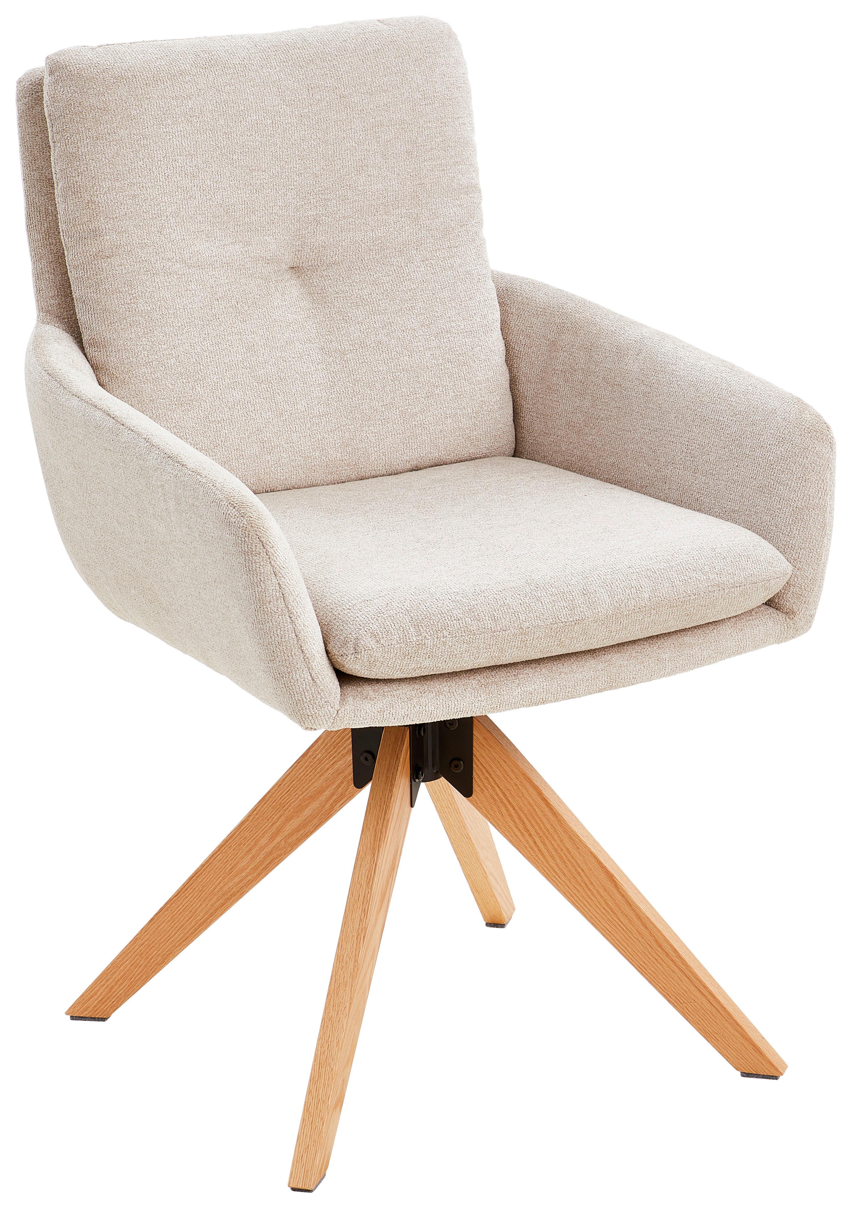Armlehnstuhl Slide Creme B: 58 cm - Eichefarben/Creme, MODERN, Holz/Textil (58/91/63,5cm) - Livetastic