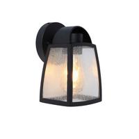 Außenwandleuchte Kelsey 40w Glas Aluminium, Wandmontage - Transparent/Schwarz, Design, Glas/Metall (20/12/12cm)