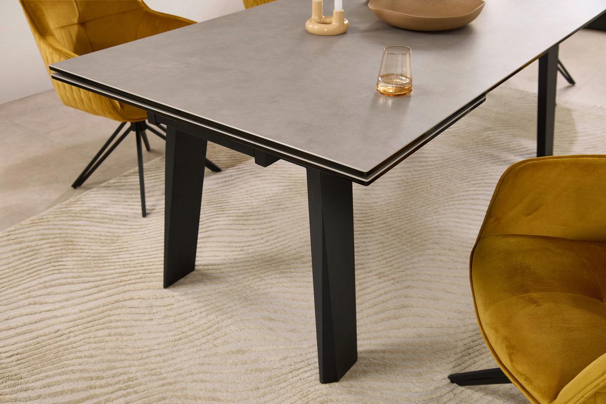 Esstisch Janis Grau/Schwarz - Schwarz/Grau, MODERN, Glas/Keramik (200-300/100/76cm) - Livetastic