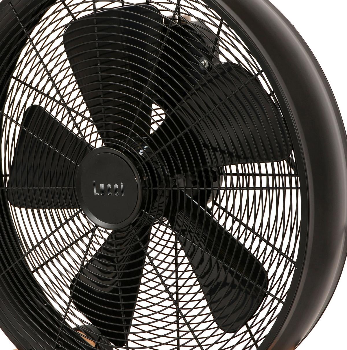 Bodenventilator 50 W Floor H: 47 Cm - Schwarz/Kieferfarben, Basics, Holz/Metall (47/46/19cm)