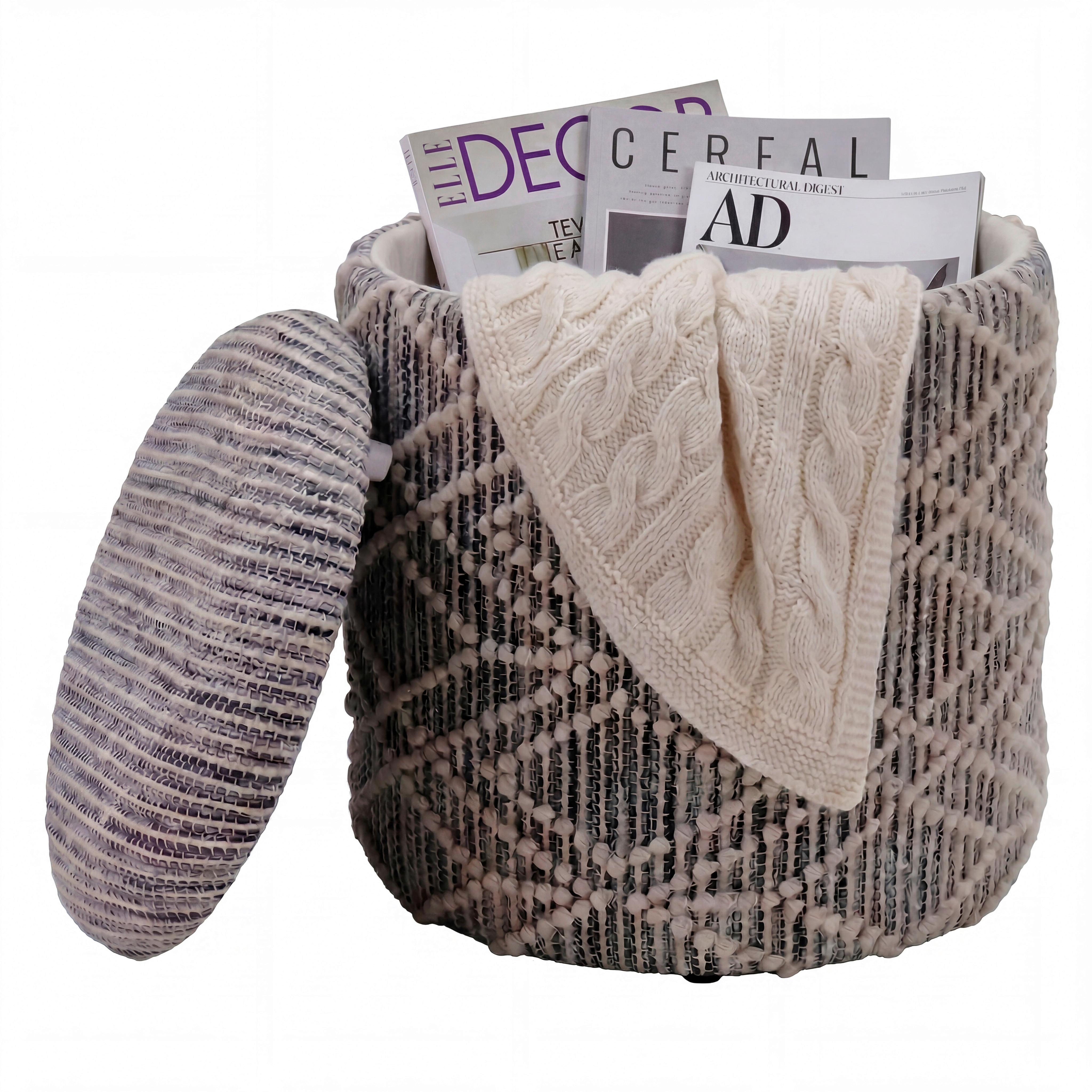 Taburet, š: 40 cm - šedá, Design, textil (40/45/40cm) - Livetastic
