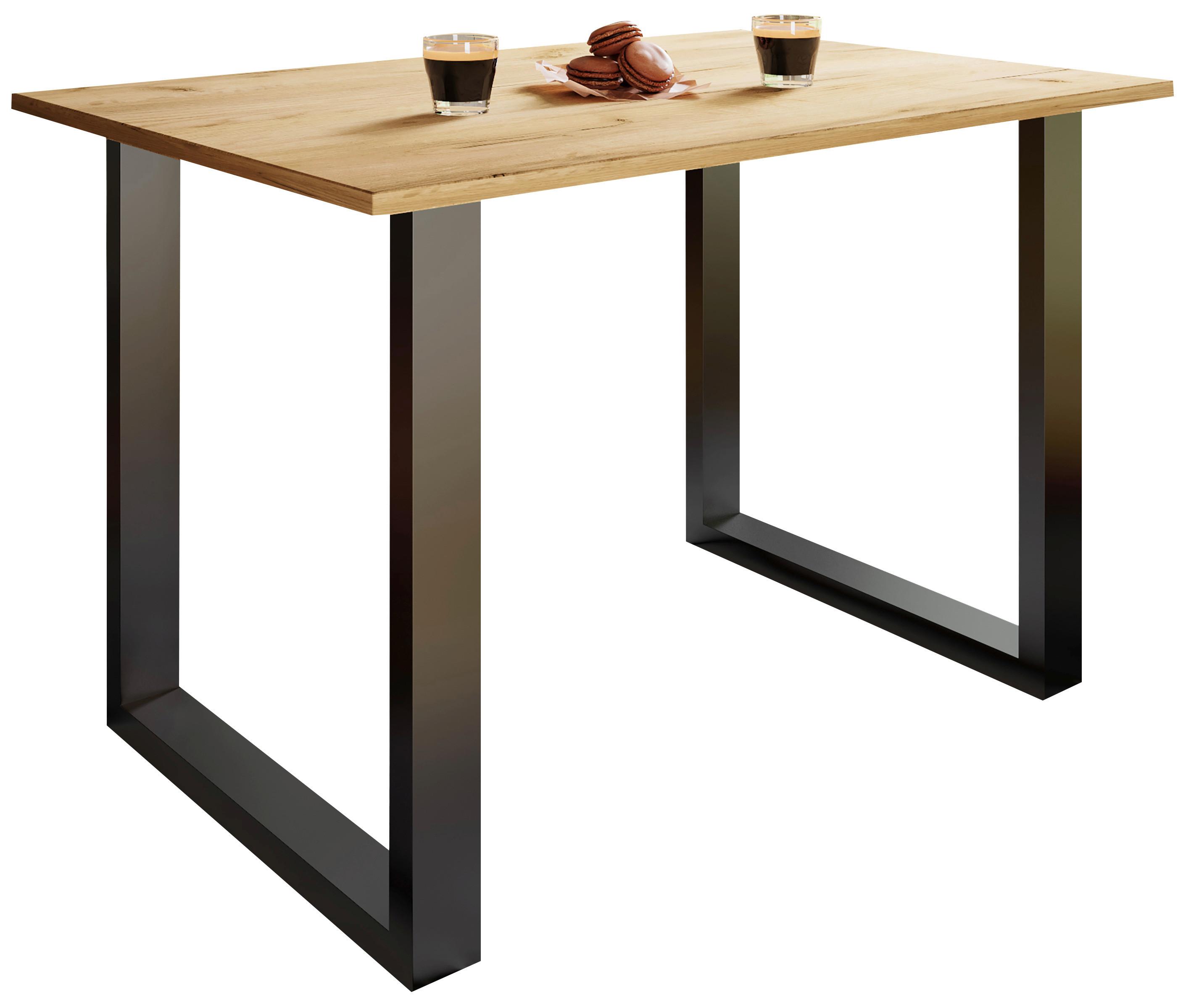 Esstisch Xona Schwarz/honigeiche - Honigeiche/Silberfarben, Basics, Holzwerkstoff/Metall (140/50/76cm) - MID.YOU