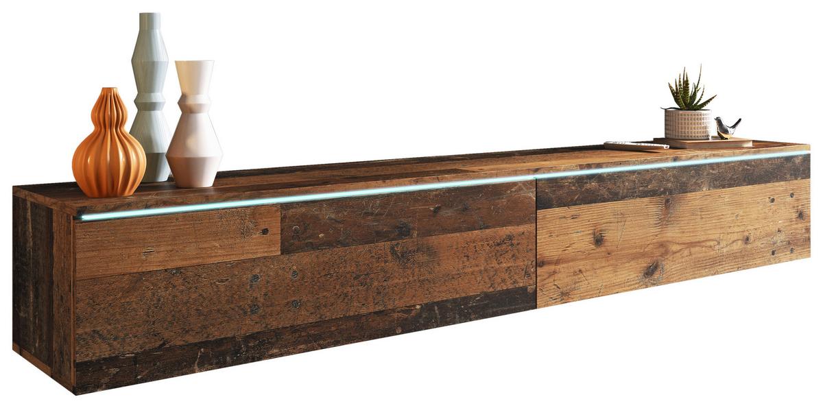 Lowboard B: 180 Cm Eiche Old Vintage Dekor - Alteiche/Grau, LIFESTYLE, Holzwerkstoff (180/30/33cm) - P & B