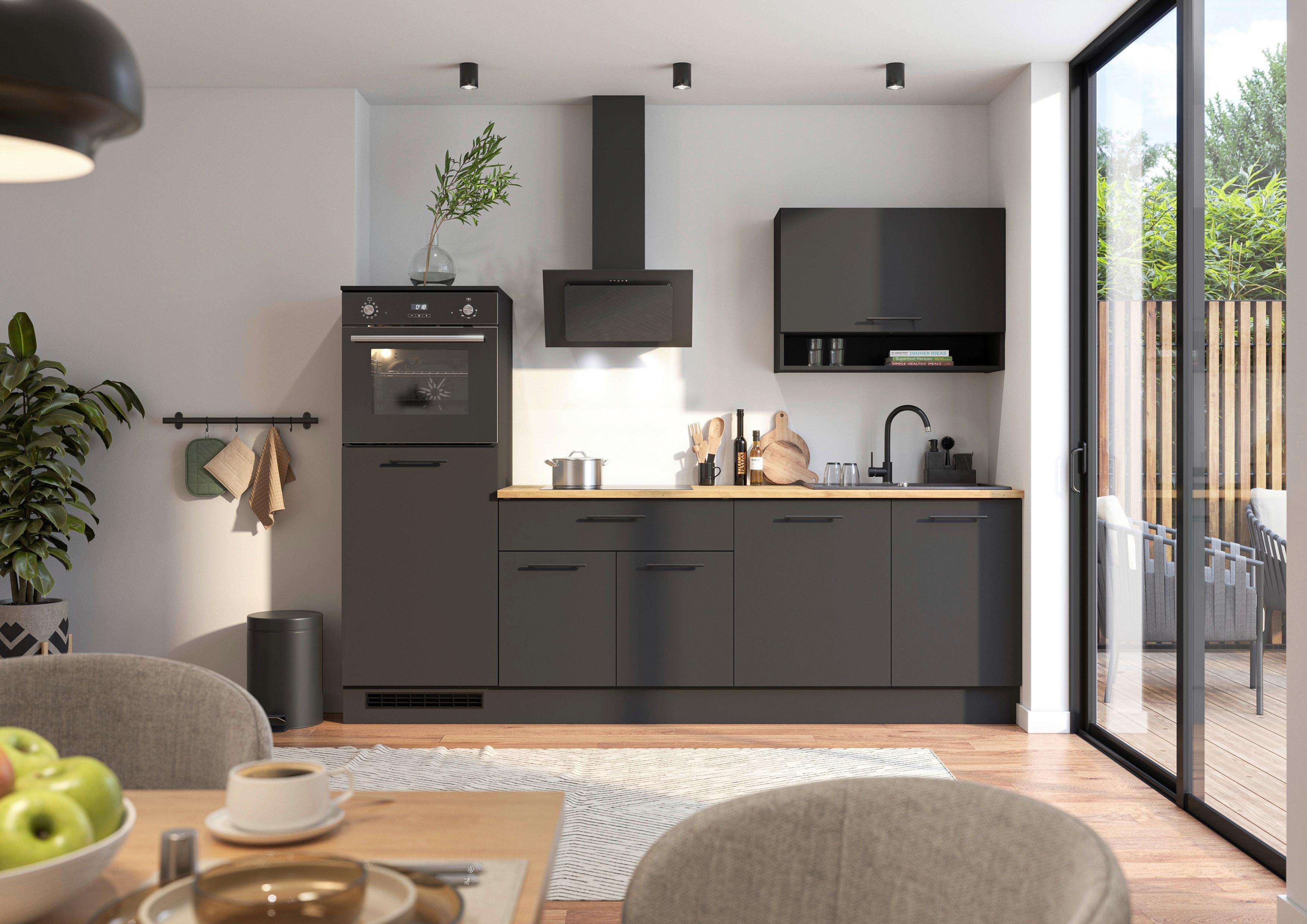 Küchenblock Berlin Schwarz/eiche Dekor B: 260 Cm - Schwarz/Eiche Artisan, Design, Holzwerkstoff (260cm) - MID.YOU