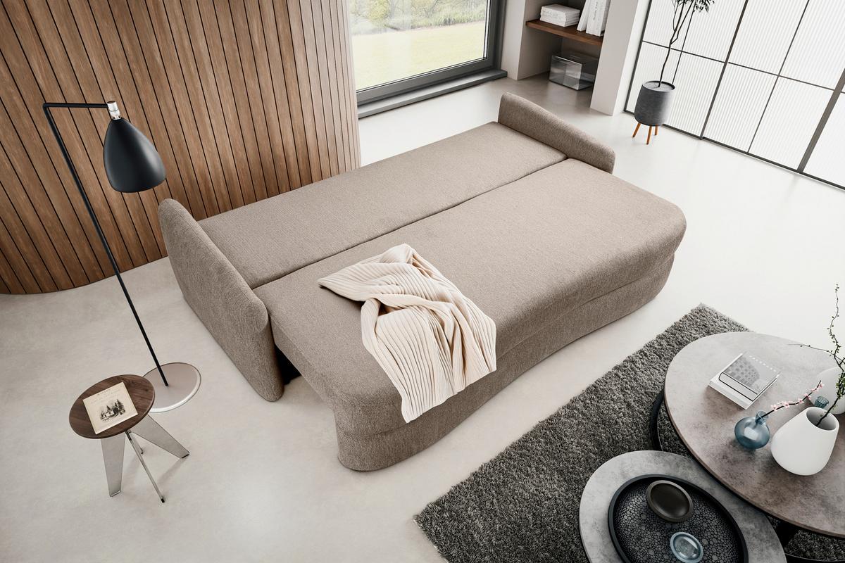 Schlafsofa Diana Beige B: 231cm - Beige/Schwarz, Basics, Holz/Textil (231/93/108cm) - MID.YOU