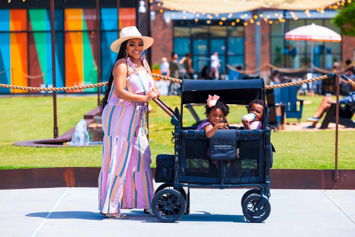 Bollerwagen Luxe Double Stroller Wagon - Schwarz, Basics (63.5/113.03/137.16cm) - WONDERFOLD