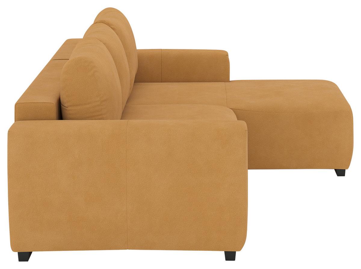 Ecksofa mit Bettfunktion Giro Mikrofaser senfgelb, B: 252cm - Senfgelb/Schwarz, Trend, Textil (252/170cm) - MID.YOU
