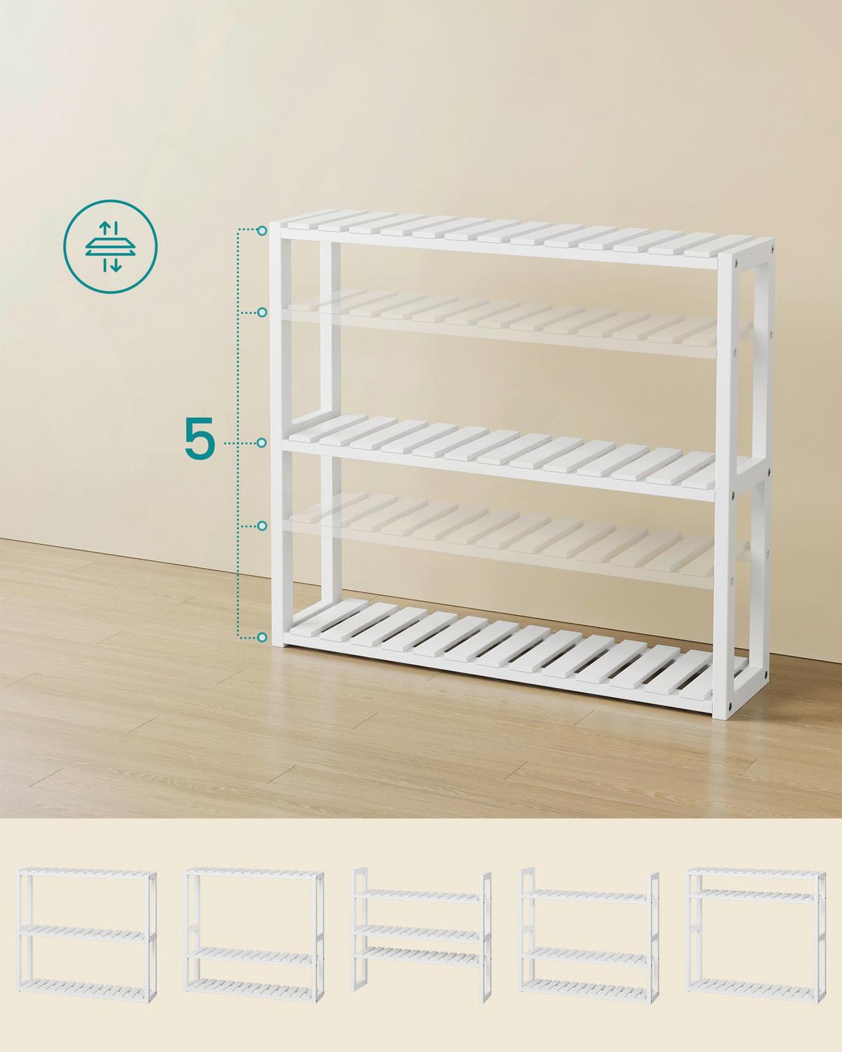 Badezimmerregal Bamboo Shelf Weiß B: 60 Cm - Weiß, Basics, Holz (60/54/15cm)