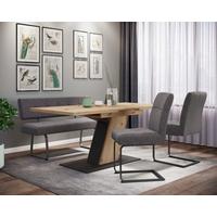 TISCHGRUPPE 4-teilig - Anthrazit/Schwarz, MODERN, Holzwerkstoff/Textil (140-180/76/90cm) - P & B