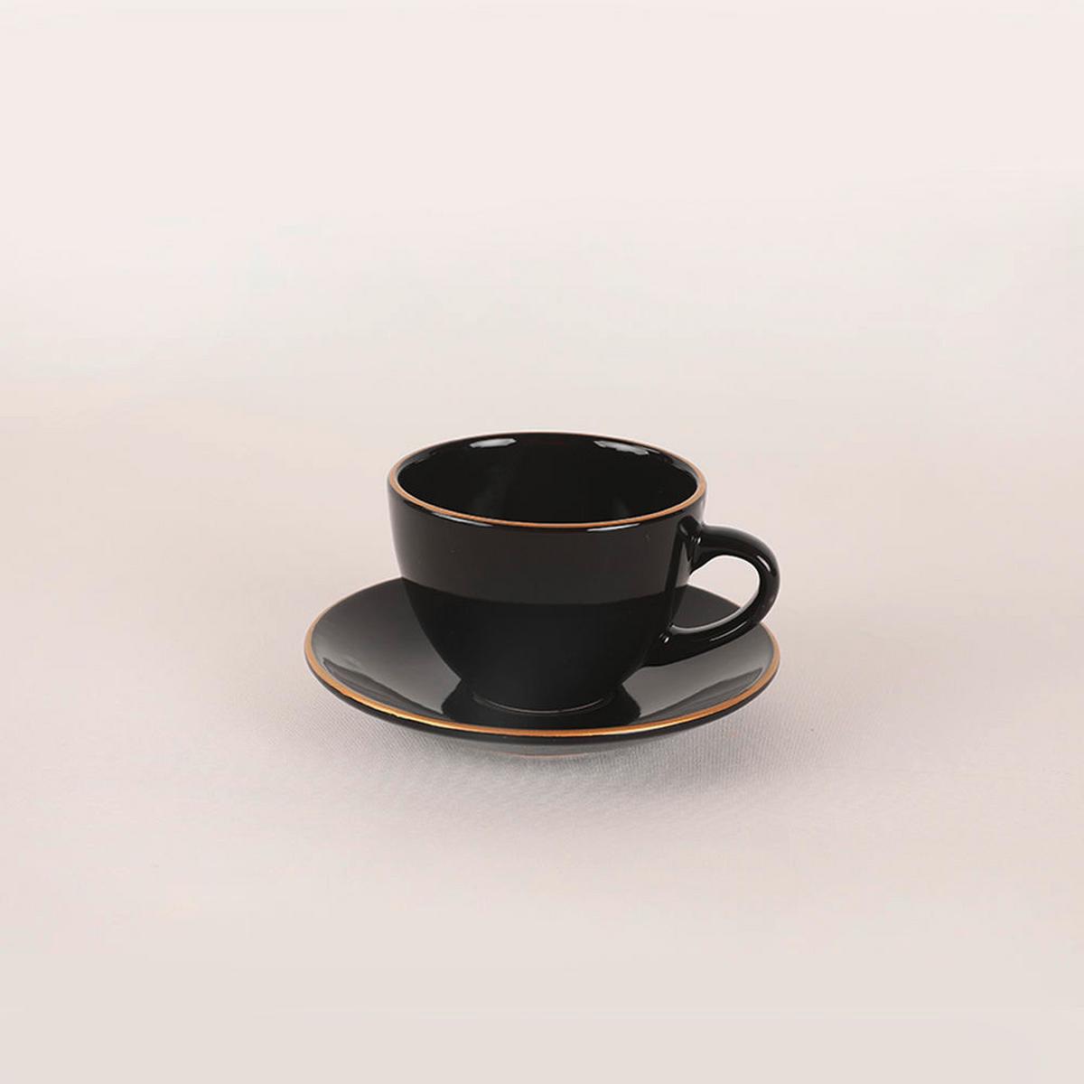 Kombiservice Porzellan, Für 6 Personen, Schwarz, Goldfarben - Goldfarben/Schwarz, Basics, Keramik (19/19/19cm) - P & B