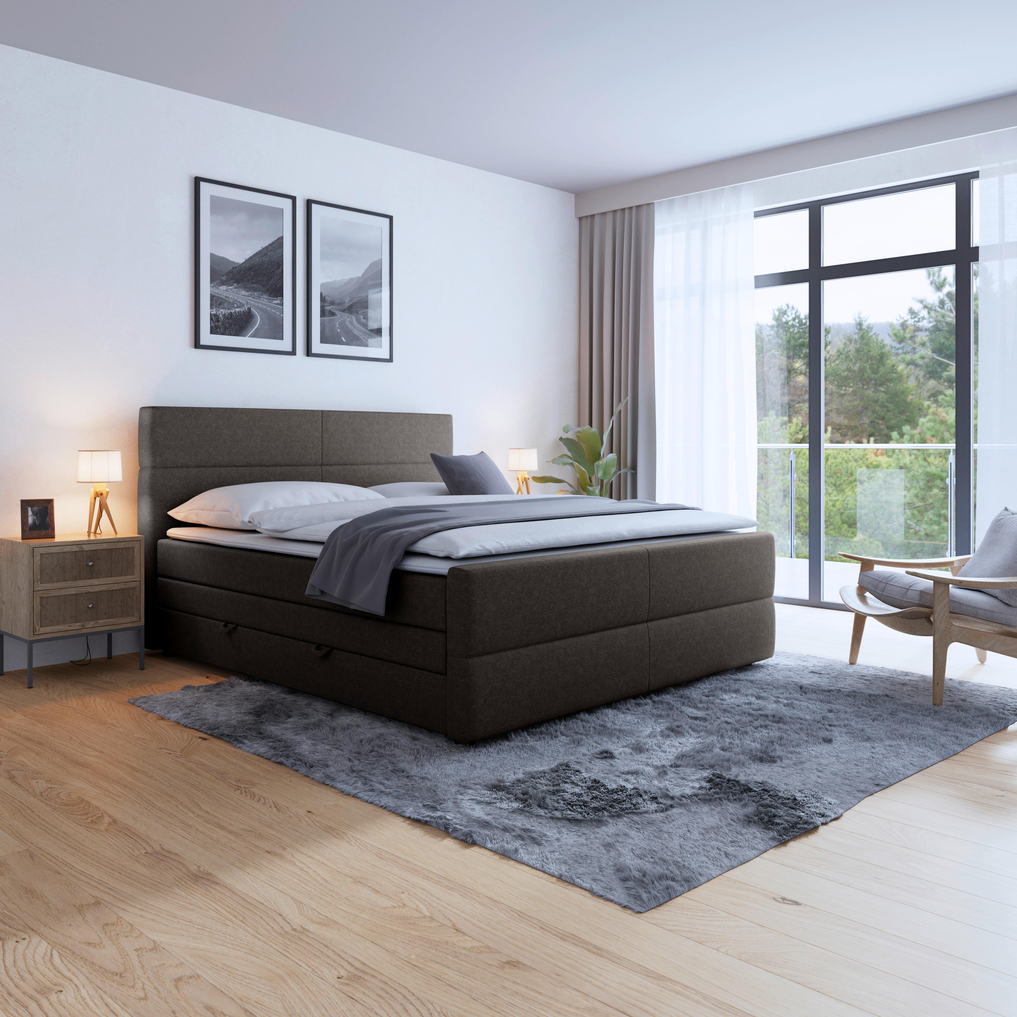 Boxspringbett Verona 180x200 cm Anthrazit - Anthrazit, MODERN, Holz/Kunststoff (180/200cm) - MID.YOU