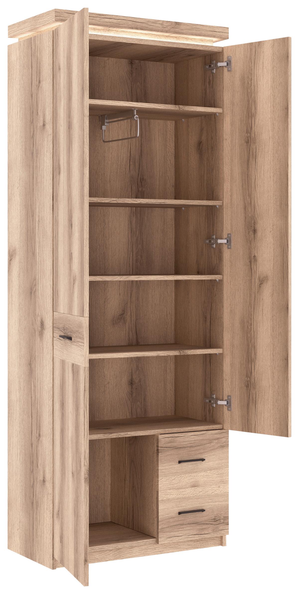 Garderobenschrank Vancouver Eichenfarben Mit Spiegel B:75cm - Eichefarben, MODERN, Glas/Holzwerkstoff (75/198/38cm)