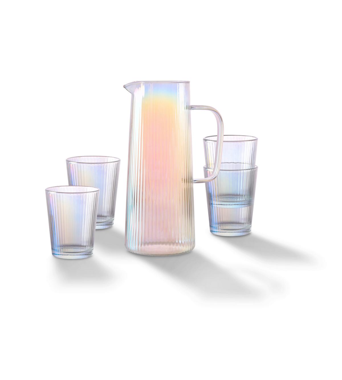 sada sklenic džbán 1,2L + 4 sklenice - vícebarevná, Konvenční, sklo - Modern Living