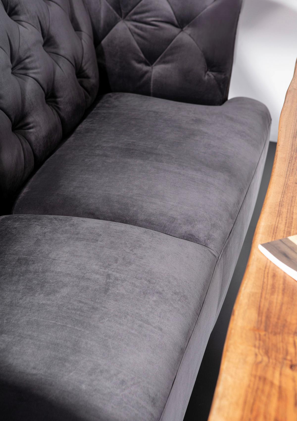 2-Sitzer-Sofa Kelly Dunkelgrau Flachgewebe - Dunkelgrau/Schwarz, KONVENTIONELL, Textil (170/83/70cm) - Livetastic