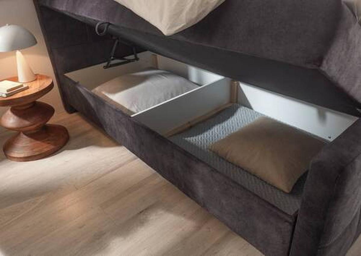 Boxbett Valetta 6 - Dunkelbraun/Schwarz, MODERN, Holzwerkstoff/Textil (180/200cm) - MID.YOU