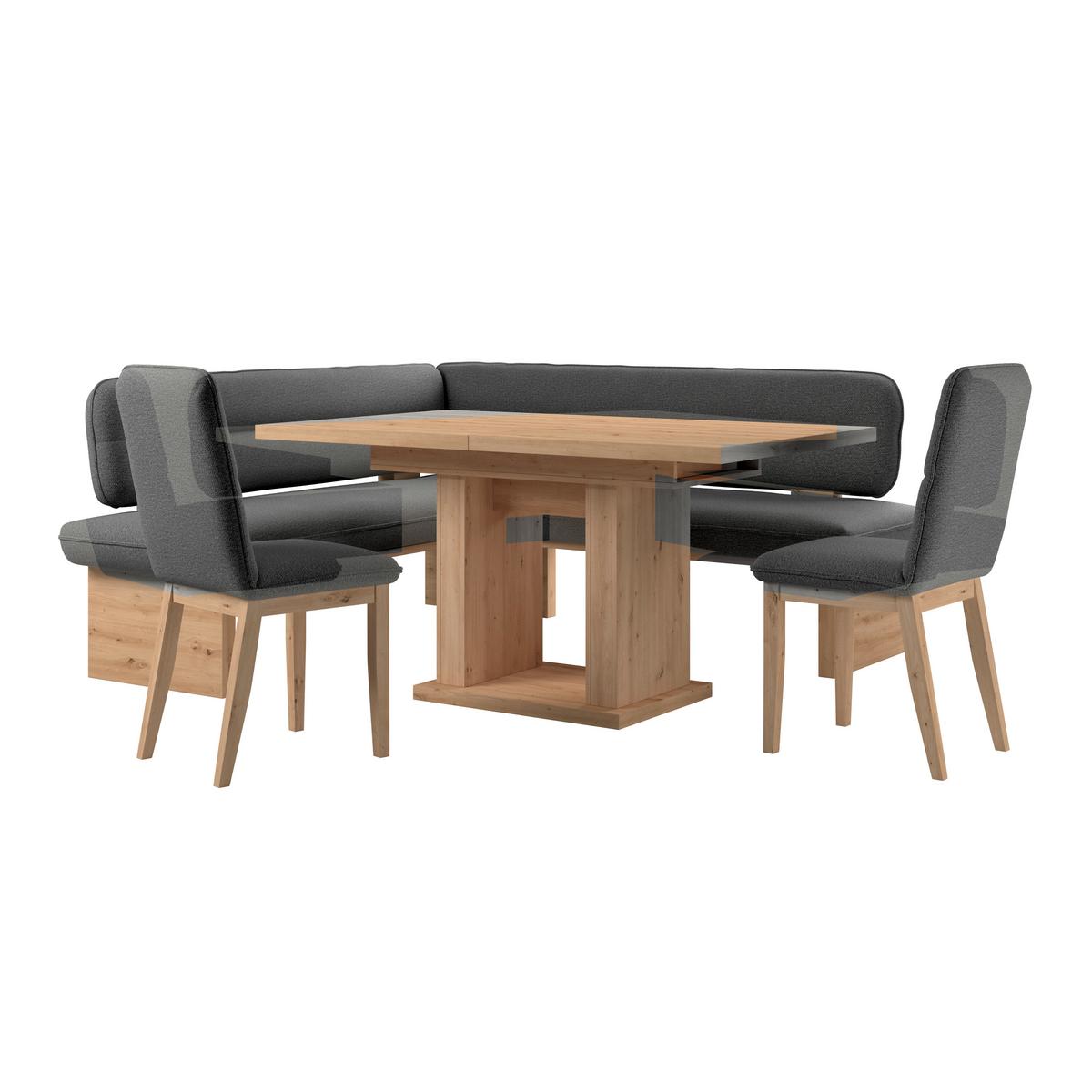 Eckbank Beluna Ii Webstoff Schwarz, B: 170cm - Eichefarben/Schwarz, KONVENTIONELL, Holz/Textil (170/192cm) - James Wood