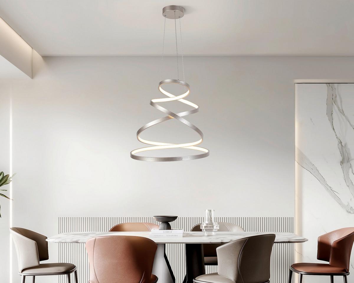 LED-Hängeleuchte Chantal - Champagner, Basics, Kunststoff/Metall (50/120cm) - Luca Bessoni