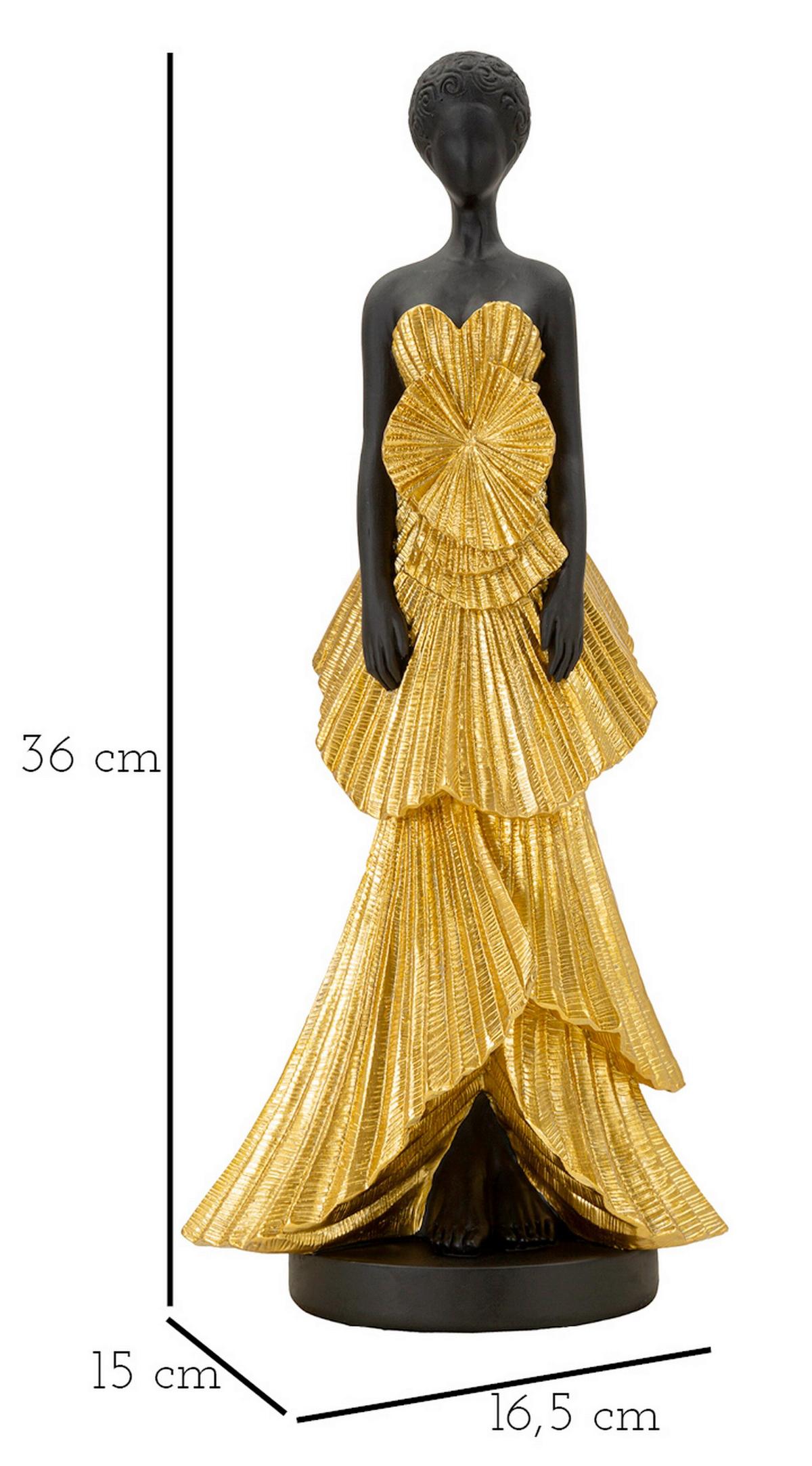 Skulptur Fashion Gold Woman Schwarz Goldfarben, B: 14,5 cm - Goldfarben/Schwarz, Basics, Kunststoff (14.5/33/10cm)