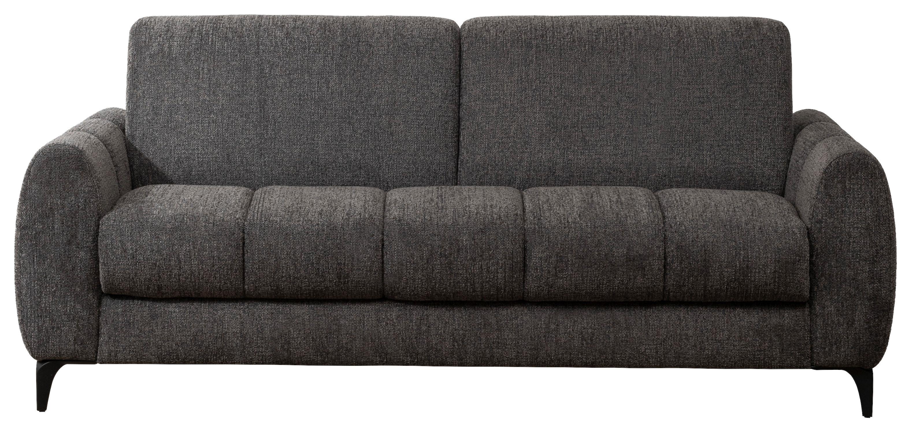 Schlafsofa inkl. Bettfunktion Webstoff anthrazit, B:206 cm - Anthrazit/Schwarz, MODERN, Holz/Textil (206/89/100cm)