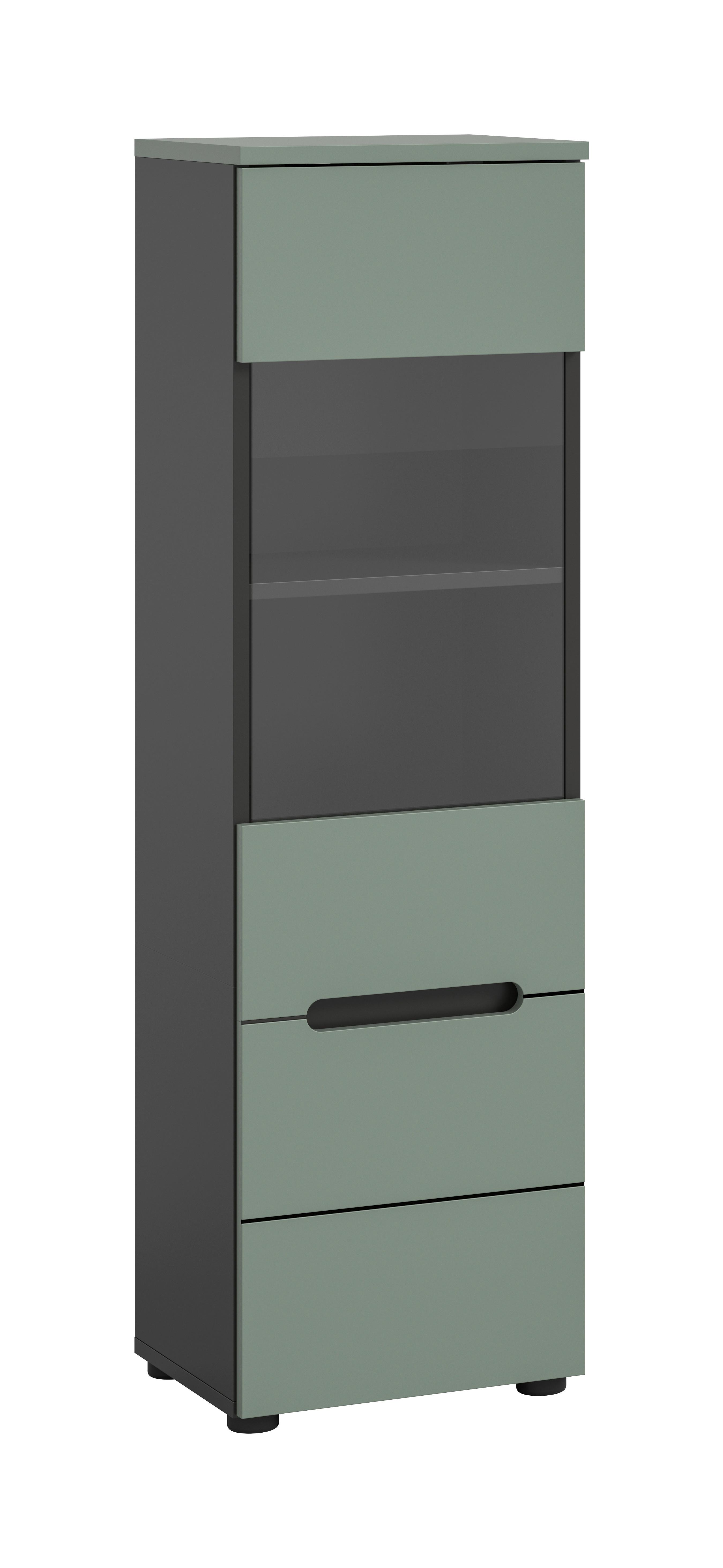 VITRINE Canu Graugrün B: 36cm - Schwarz/Graugrün, Design, Holzwerkstoff (36/125/33cm) - Livetastic