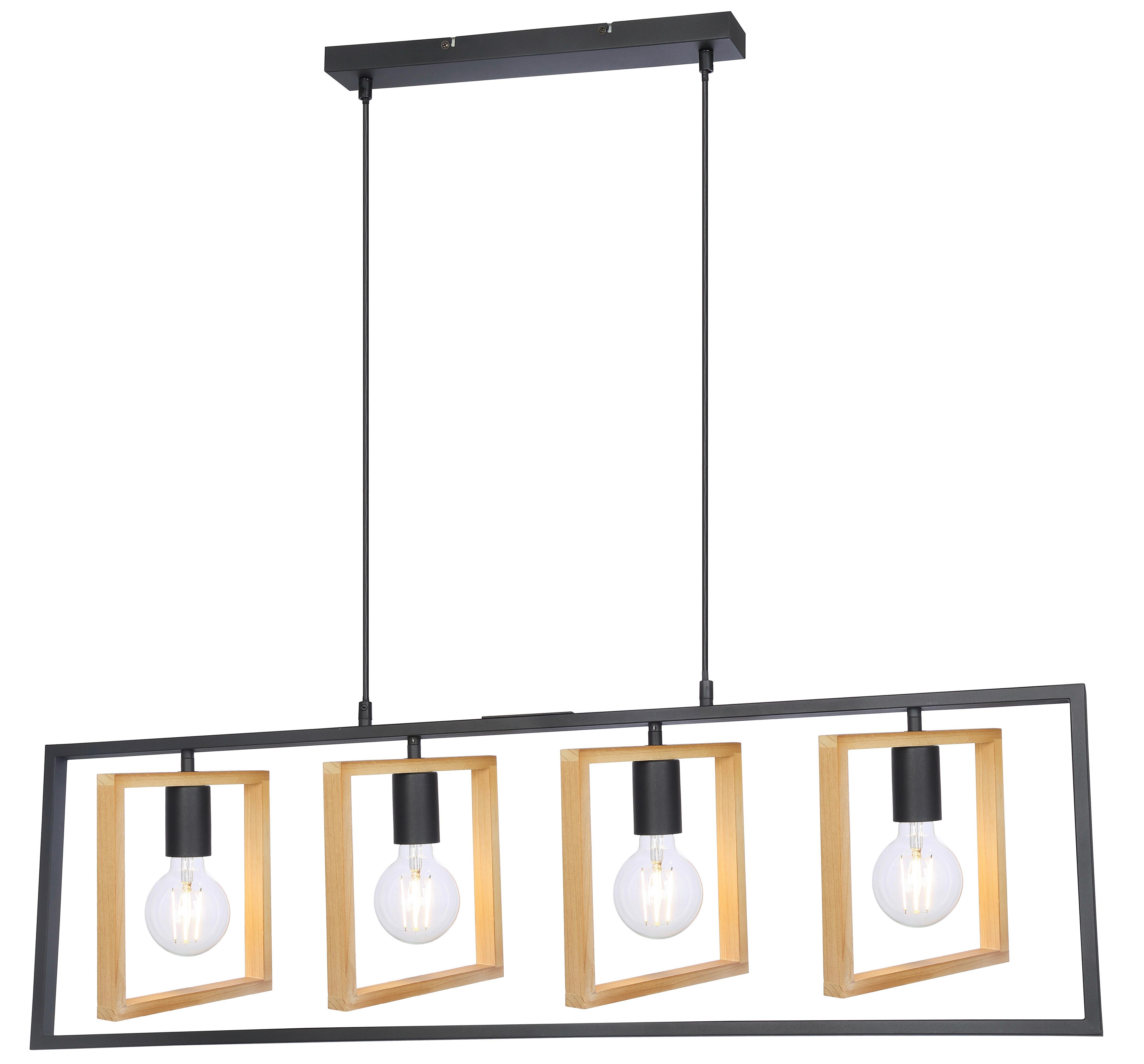 Hängeleuchte Belcalis H: 120 Cm 4-Flammig, Echtholz - Schwarz, ROMANTIK / LANDHAUS, Holz/Metall (102/6/120cm) - James Wood