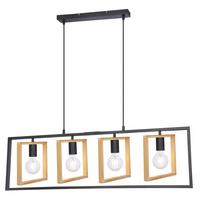 Hängeleuchte Belcalis H: 120 Cm 4-Flammig, Echtholz - Schwarz, ROMANTIK / LANDHAUS, Holz/Metall (102/6/120cm) - James Wood