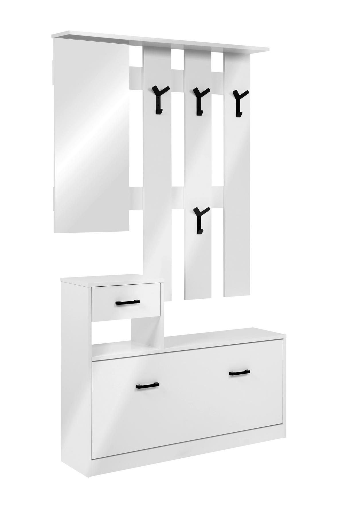 Előszobafal Fehér Garda 41a - magasfényű fehér, Modern, faalapú anyag (100/180/24,5cm)