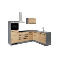 Eckküche JAZZ 6 mit Geräten 260x175 Anthrazit/Eiche Dekor - Anthrazit/Eiche Artisan, KONVENTIONELL, Holzwerkstoff (260/175cm) - P & B