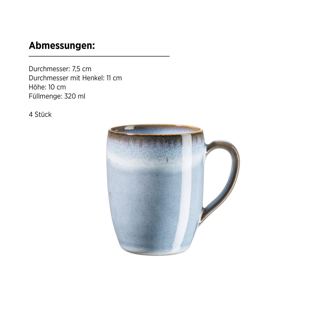 Frühstücksservice Smoky's Steinzeug, Blau, 12-teilig - Blau, Basics, Keramik - Mäser