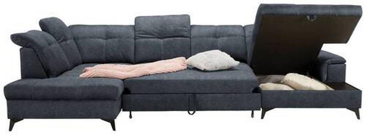 Rohová sedačka U SIERRA, levá, grafitová CLOUD - černá/světle šedá, Moderní, kov/textil (230/364/181cm) - Mömax