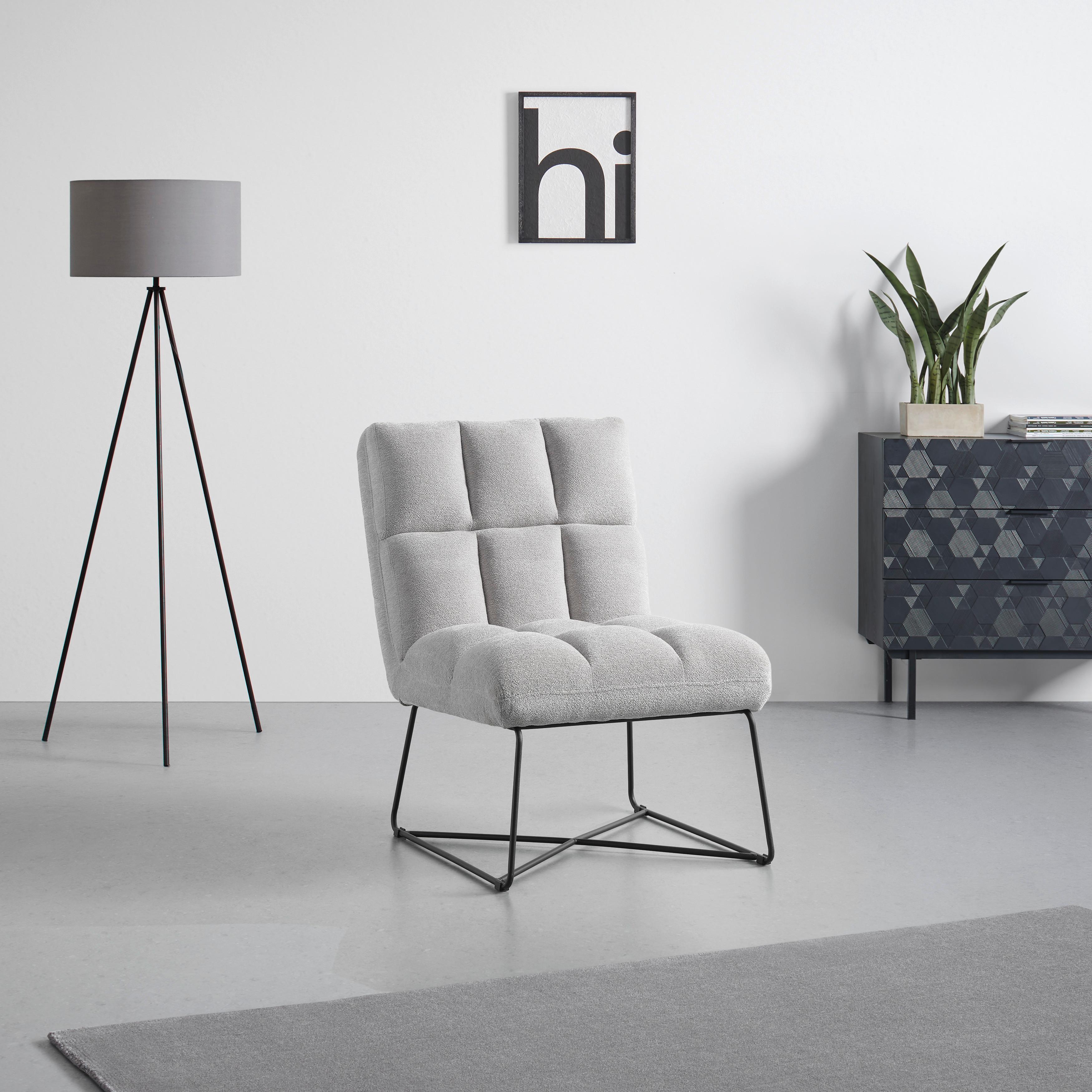 Relaxačné kreslo sivé MARCO - čierna/svetlosivá, Modern, kov/textil (62/86/87cm) - Based