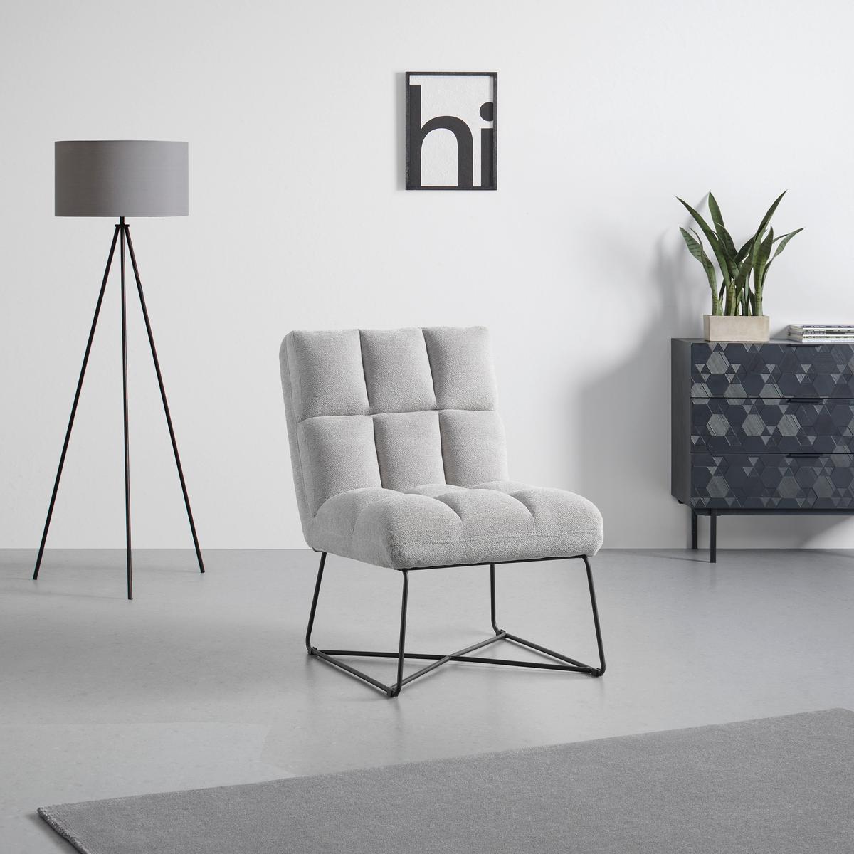 Relaxačné kreslo sivé MARCO - čierna/svetlosivá, Modern, kov/textil (62/86/87cm) - Based