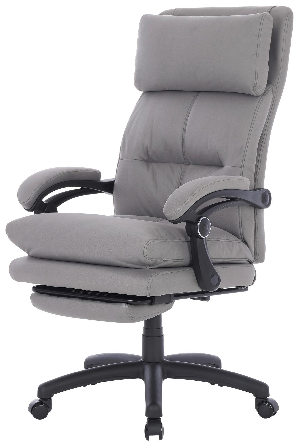 Chefsessel Bernie + Armstützen Grau Bis 140 Kg - Schwarz/Grau, MODERN, Kunststoff/Textil (66/116-124/71.5cm) - MID.YOU