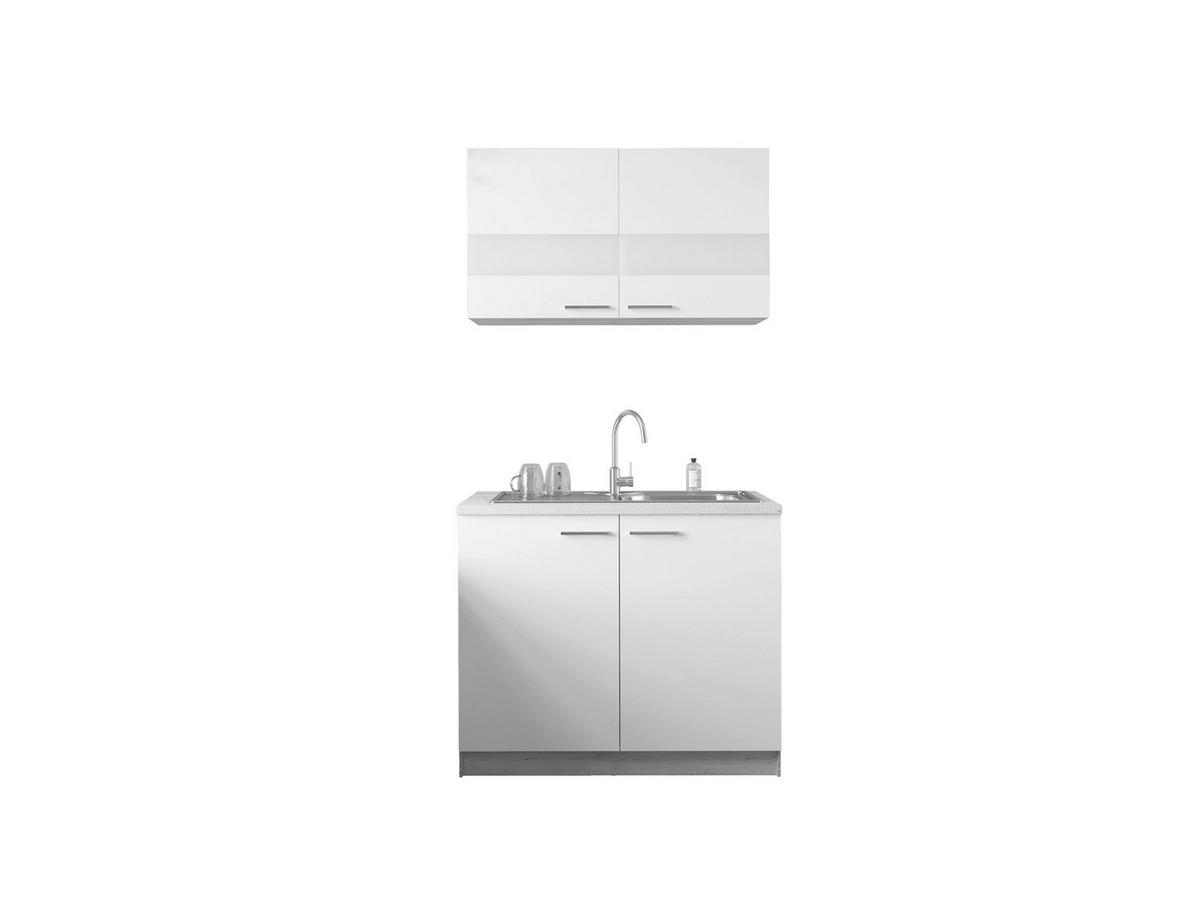 Miniküche Merle Weiß/Eiche Dekor B:100cm - Eichefarben/Weiß, Basics, Glas/Holzwerkstoff (100cm) - Respekta