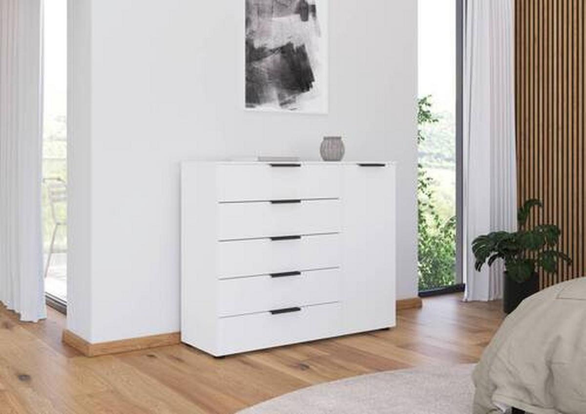 Kommode Flipp Weiß/Graphitfarben B: 120 cm - Schwarz/Graphitfarben, MODERN, Holzwerkstoff (120/100/42cm) - Rauch Möbel