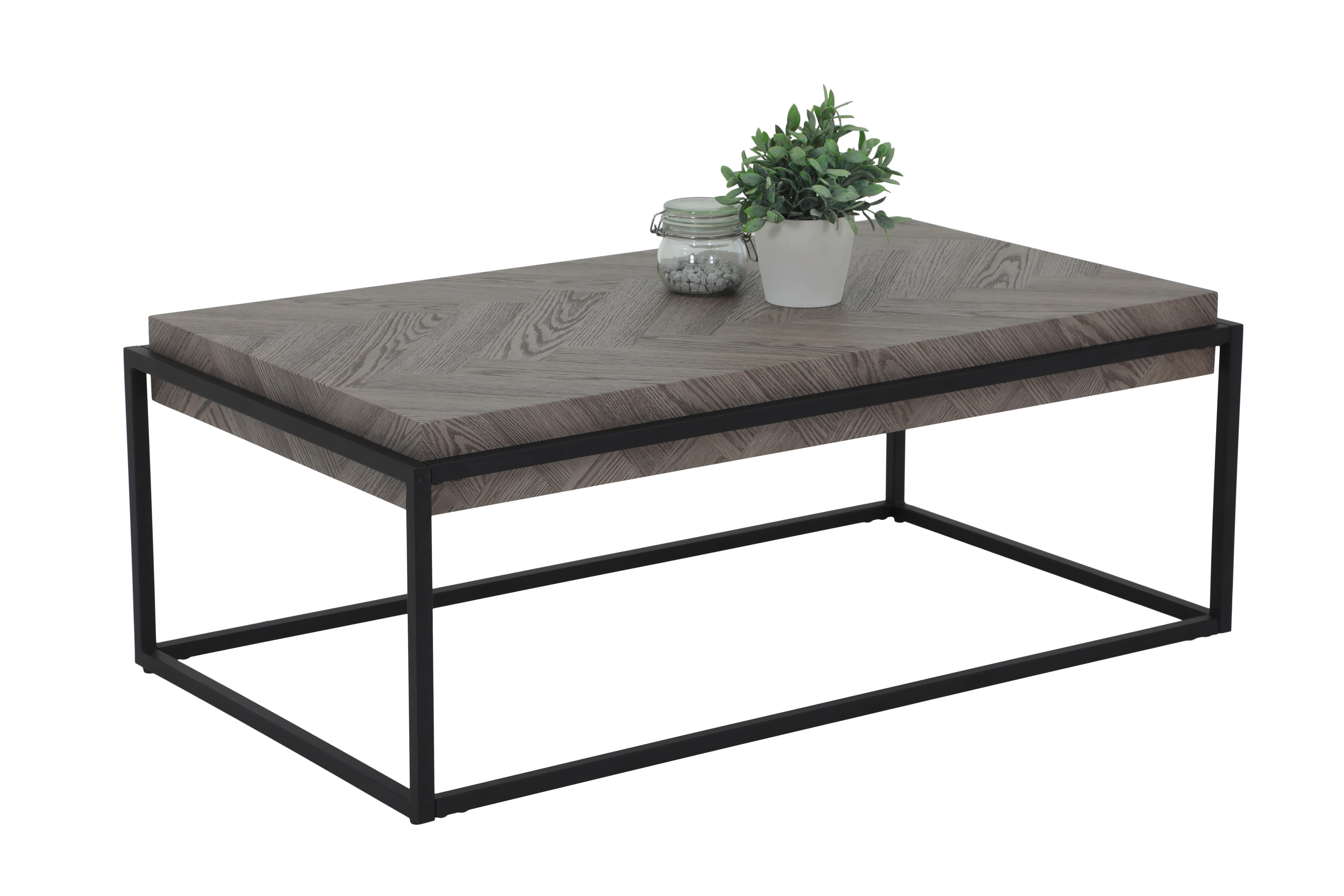 Couchtisch Carlos Hellgrau L: 114 cm - Hellgrau/Schwarz, Design, Holzwerkstoff/Metall (114/64/42cm) - Livetastic