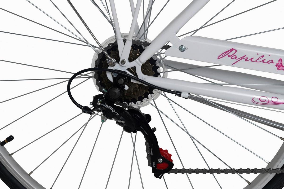 Citybike 28'' mit Korb DaCapo Papilio weiß/pink - Weiß, LIFESTYLE, Metall (25/140/60cm)