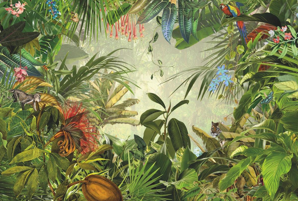 Vliestapete Into The Wild - Multicolor, Natur, Papier (368/248cm)
