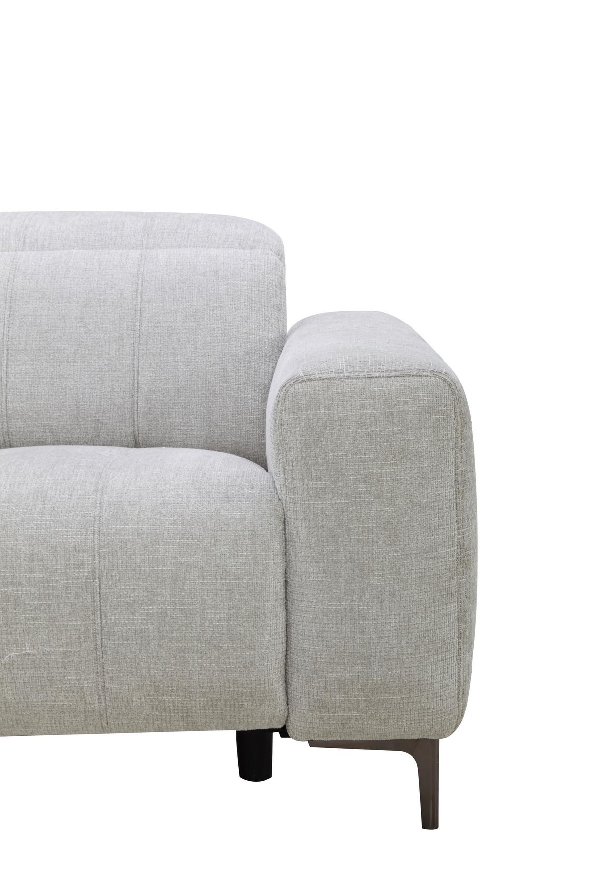 Trojmiestna pohovka ALVARO, sivý zamat, relax.funkcia - sivá/prírodná farba, Modern, kov/drevo (220/79/109cm) - Mömax