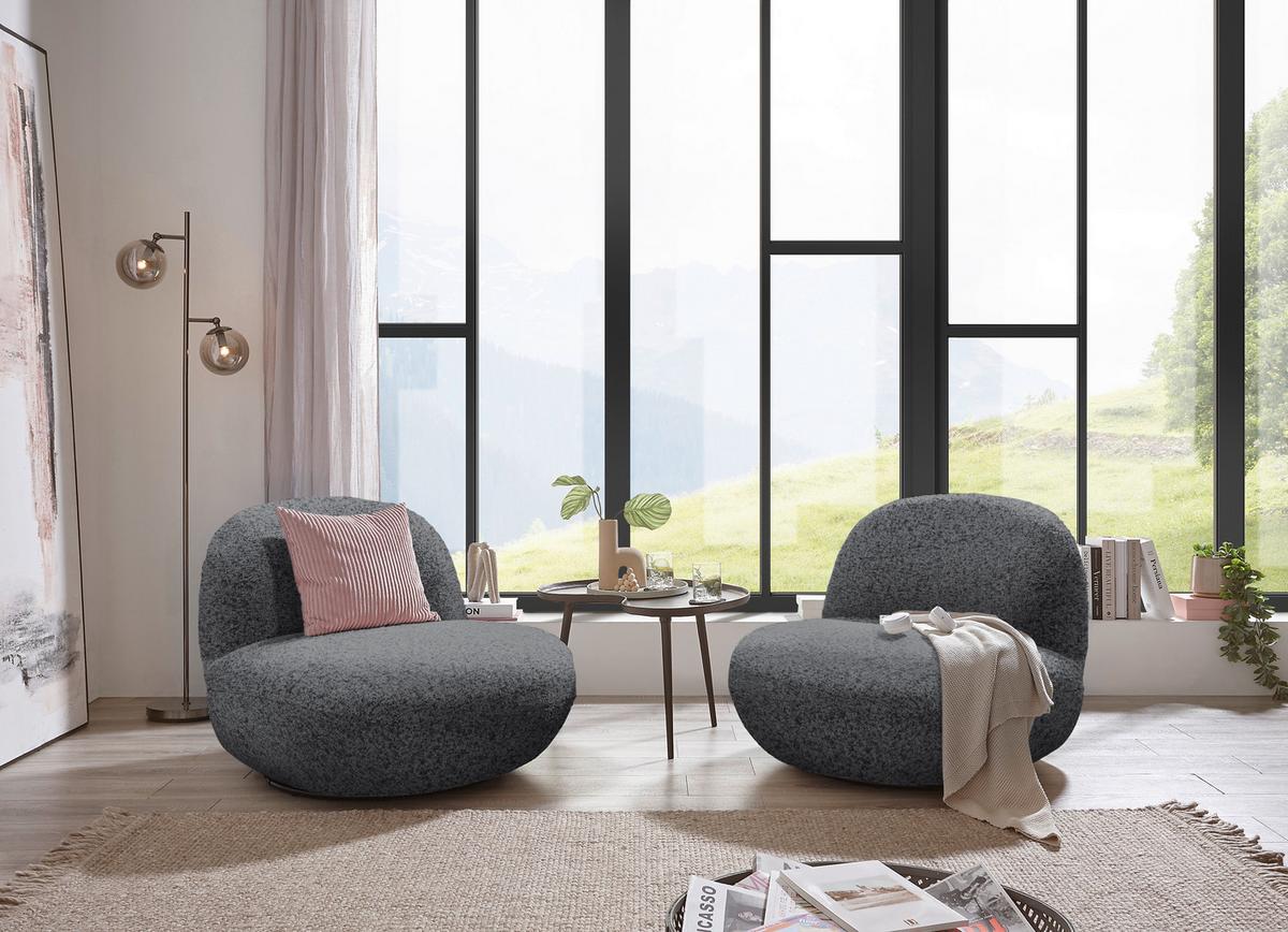 Sessel Chris Anthrazit B: 85 cm - Anthrazit/Schwarz, MODERN, Textil (85/70/99cm) - MID.YOU