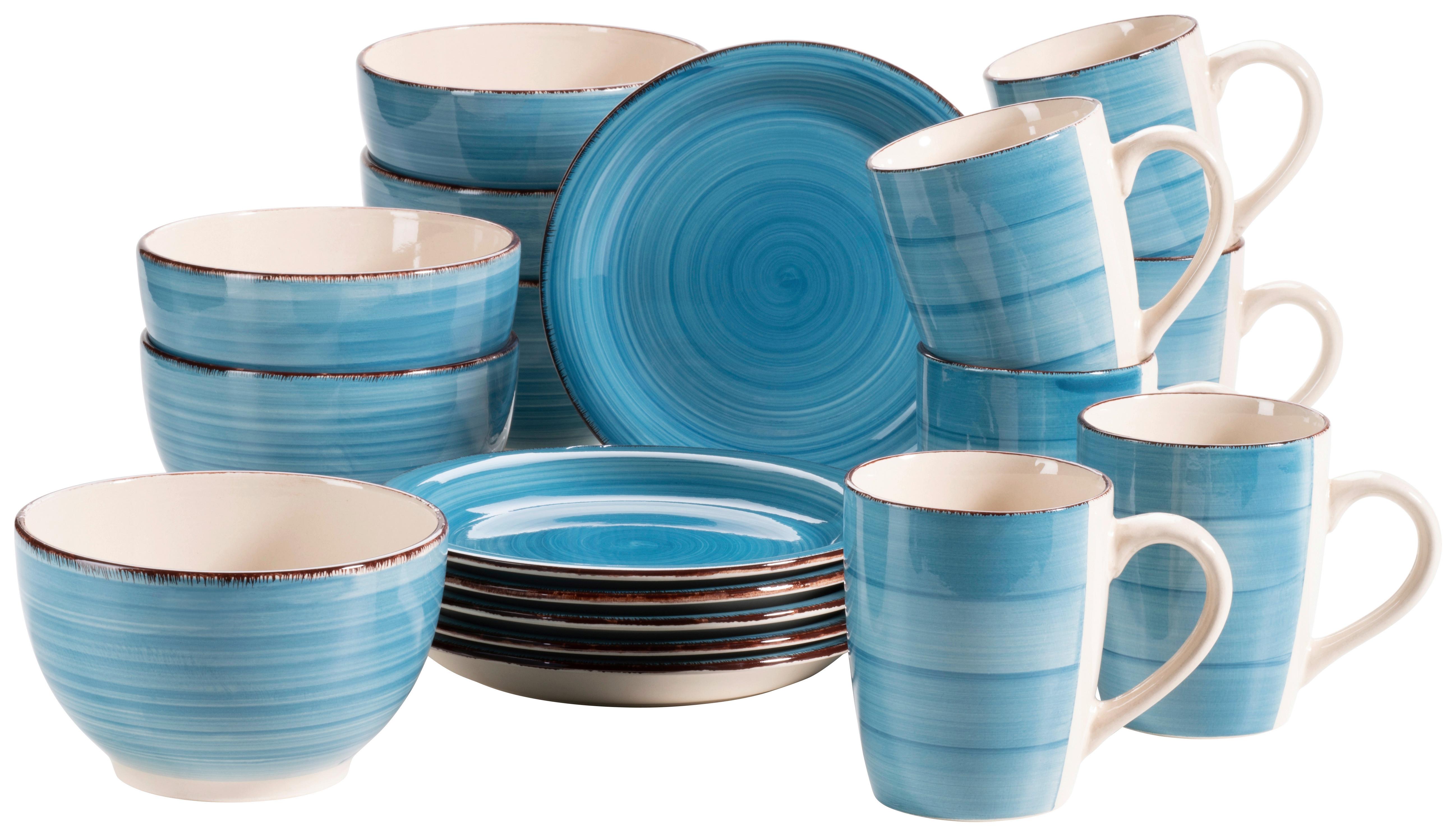Frühstücksset Dunkelblau Lumaca Für 6 Personen, 18tlg. - Dunkelblau, Basics, Keramik - Mäser