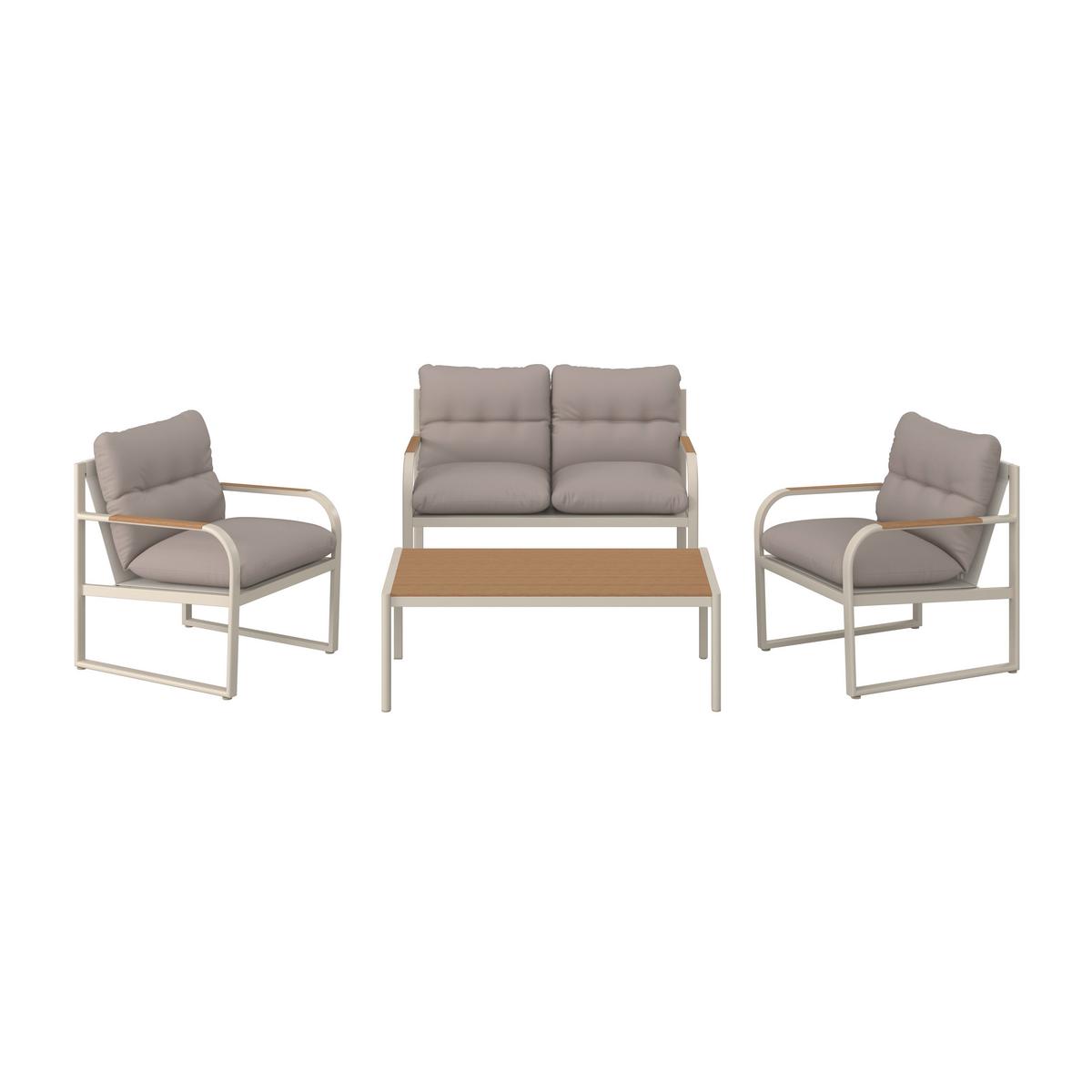 TERASOVÁ SEDACÍ SOUPRAVA FLORENZ 1 - barvy teak/světle šedá, Moderní, kov/textil - Mömax
