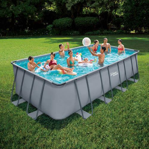 Aufstellpool Rechteckig D: 274 cm - Anthrazit, KONVENTIONELL, Kunststoff/Metall (274/132/549cm)