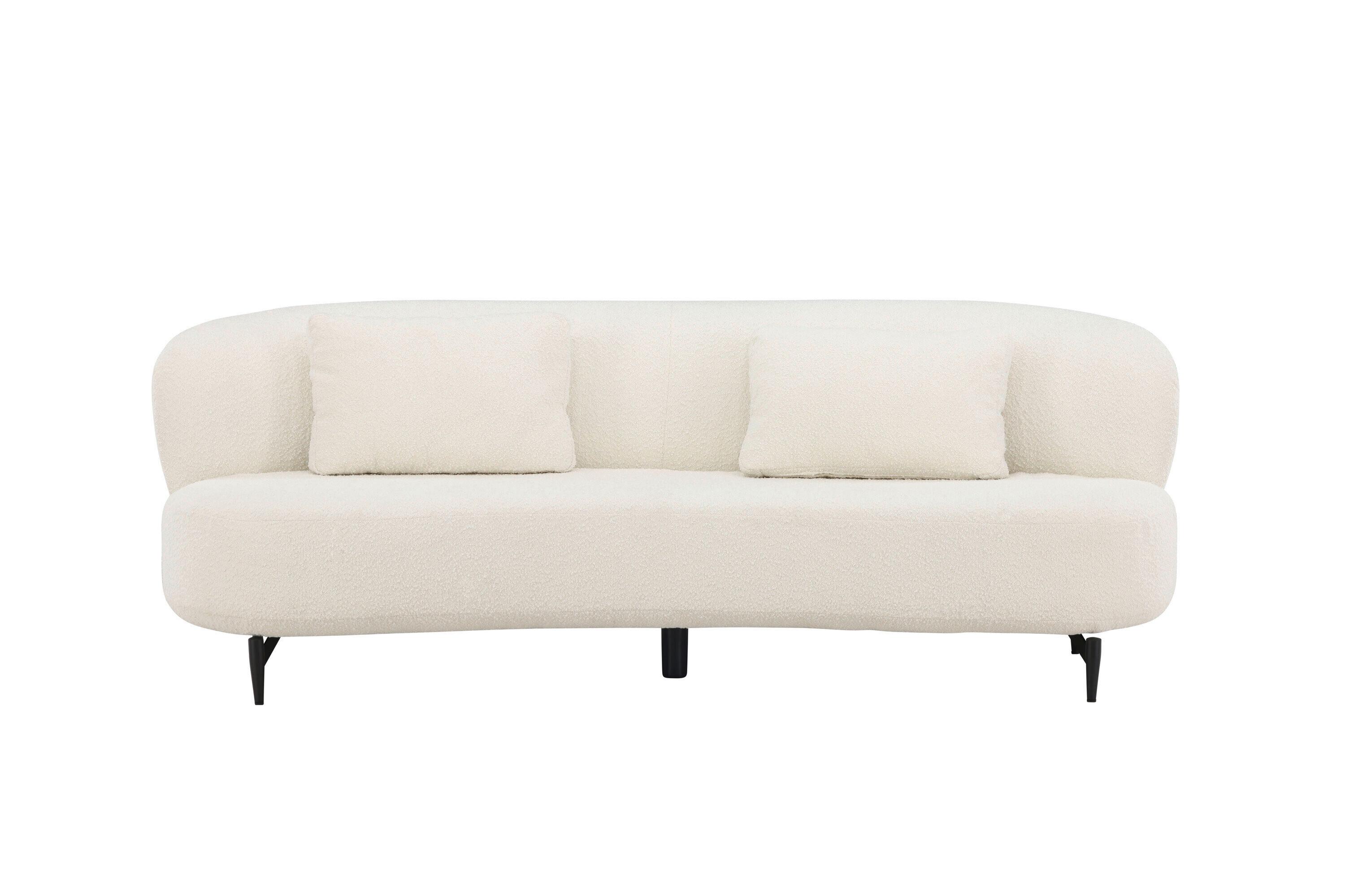 3-sitzer-sofa Luna Schwarz/weiß B: 224cm - Schwarz/Weiß, MODERN, Textil/Metall (224/80/100cm) - Livetastic